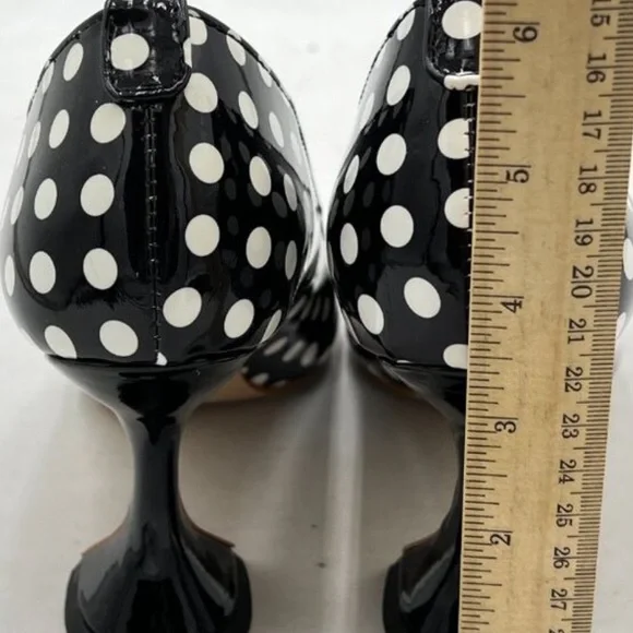YDN Black White Polka Dot Pointed Toe pump Heels - Picture 5 of 7